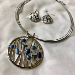 Maine sea shell earring & necklace set